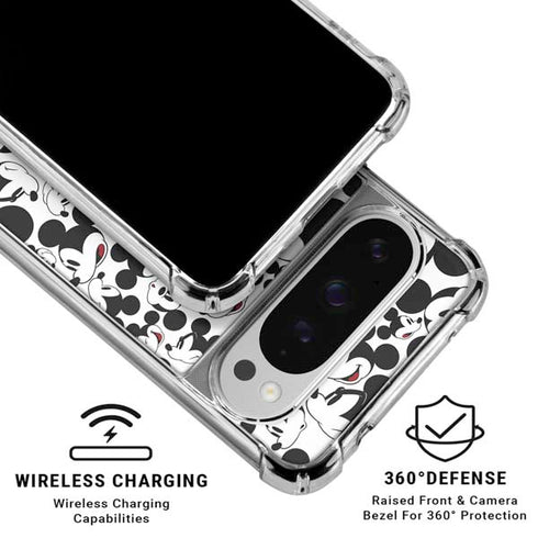 Disney Mickey Mouse Face Pattern Google Pixel 10 Pro XL Clear Case